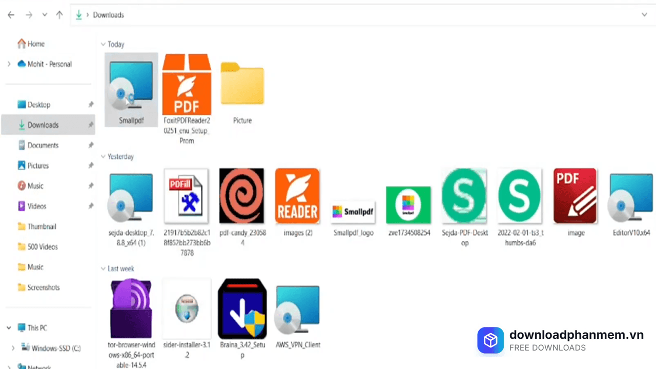 Nhấn chọn mục vừa tải xuống
